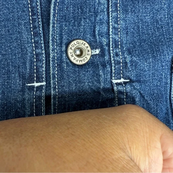 Y2K Polo Jeans Co Ralph Lauren Shacket Jacket Mens L Shirt Denim Pockets Chore - Picture 8 of 15